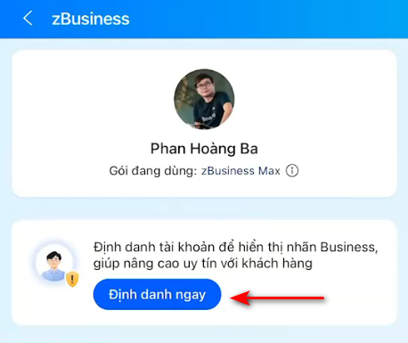 Tôi không thấy nhãn nhận diện sau khi nâng cấp Zalo Business?