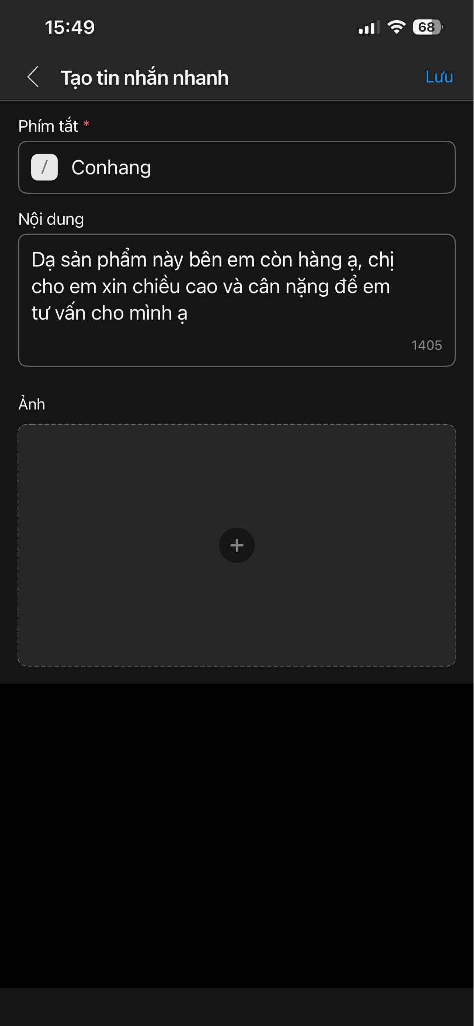 Hướng dẫn tạo và gửi tin nhắn nhanh trên zBusiness